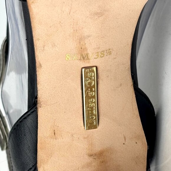 Louise et Cie Black & Silver Peep Toe Heeled Sandals, Size 8.5/38.5 - Picture 11 of 13